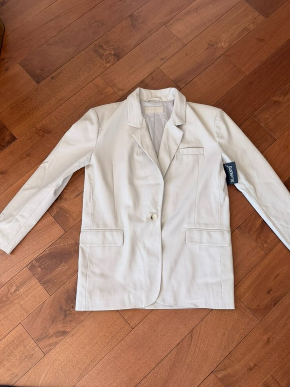 BlankNYC Ivory Vegan Leather Blazer Jacket NWT Cream Longline Single Button Sz S